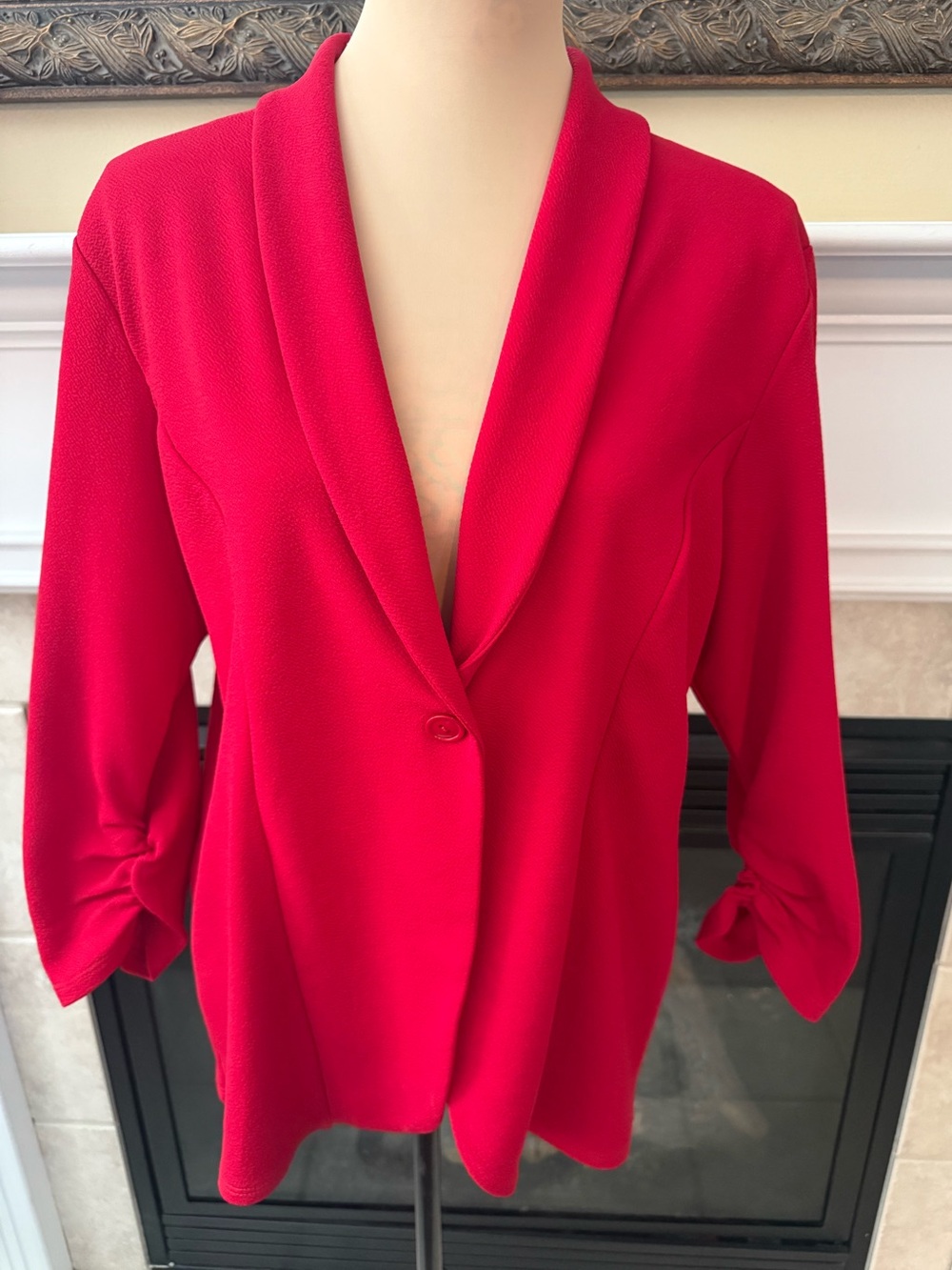 Plus Red Women's Shawl Collar Single-Button Jacket/Blazer Size 1X Minefree